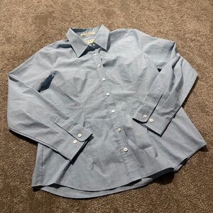 Orvis young boys button down collared dress shirt in youth size 10 blue pattern